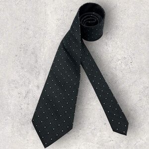 EDDY MONETTI Black/Gray Geometric Polka Dot Silk LUXURY Tie HANDMADE ENGLAND